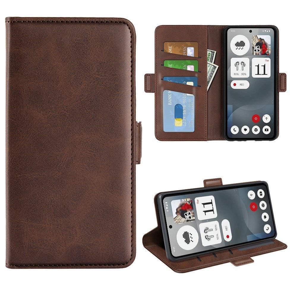 EIDERWOOD Nothing Phone (3a) Faux Leather Flip Case with Wallet & Stand Function - Brown