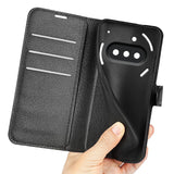 EIDERWOOD Nothing Phone (3a) Faux Leather Flip Case with Cardholder & Stand Function - Black