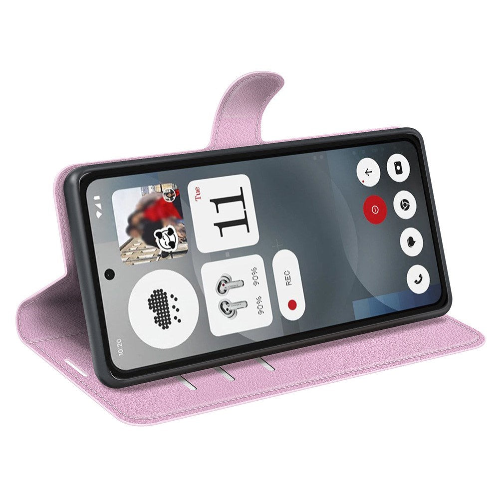 EIDERWOOD Nothing Phone (3a) Faux Leather Flip Case with Cardholder & Stand Function - Pink