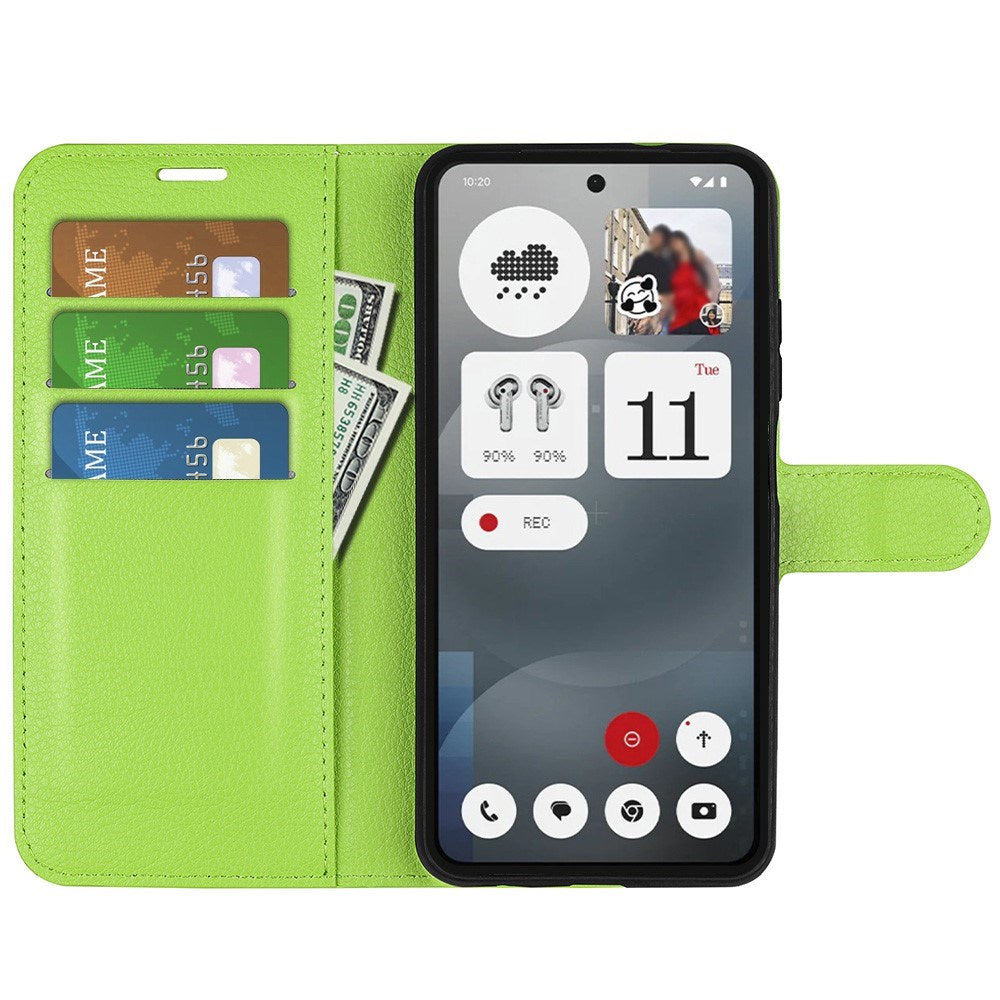 EIDERWOOD Nothing Phone (3a) Faux Leather Flip Case with Cardholder & Stand Function - Green