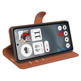 EIDERWOOD Nothing Phone (3a) Faux Leather Flip Case with Cardholder & Stand Function - Brown