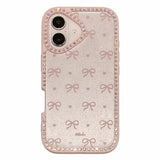 EIDERWOOD iPhone 16 Hybrid Case with Bows and Rhinestones - Transparent / Pink