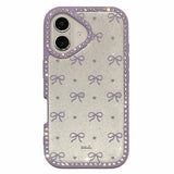 EIDERWOOD iPhone 16 Hybrid Case with Bows and Rhinestones - Transparent / Purple