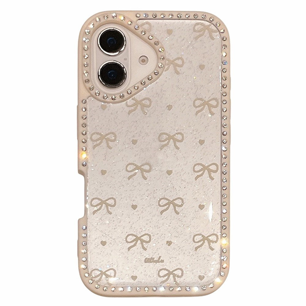 EIDERWOOD iPhone 16 Hybrid Case with Bows and Rhinestones - Transparent / White