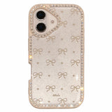 EIDERWOOD iPhone 16 Hybrid Case with Bows and Rhinestones - Transparent / White