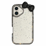 EIDERWOOD iPhone 16 Hybrid Case with 3D Bow and Rhinestones - Transparent / Black