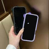 EIDERWOOD iPhone 16 Hybrid Case with 3D Bow and Rhinestones - Transparent / Pink