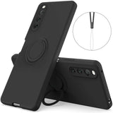 Sony Xperia 10 IV Flexible Plastic Case w. Kickstand & Strap - Black