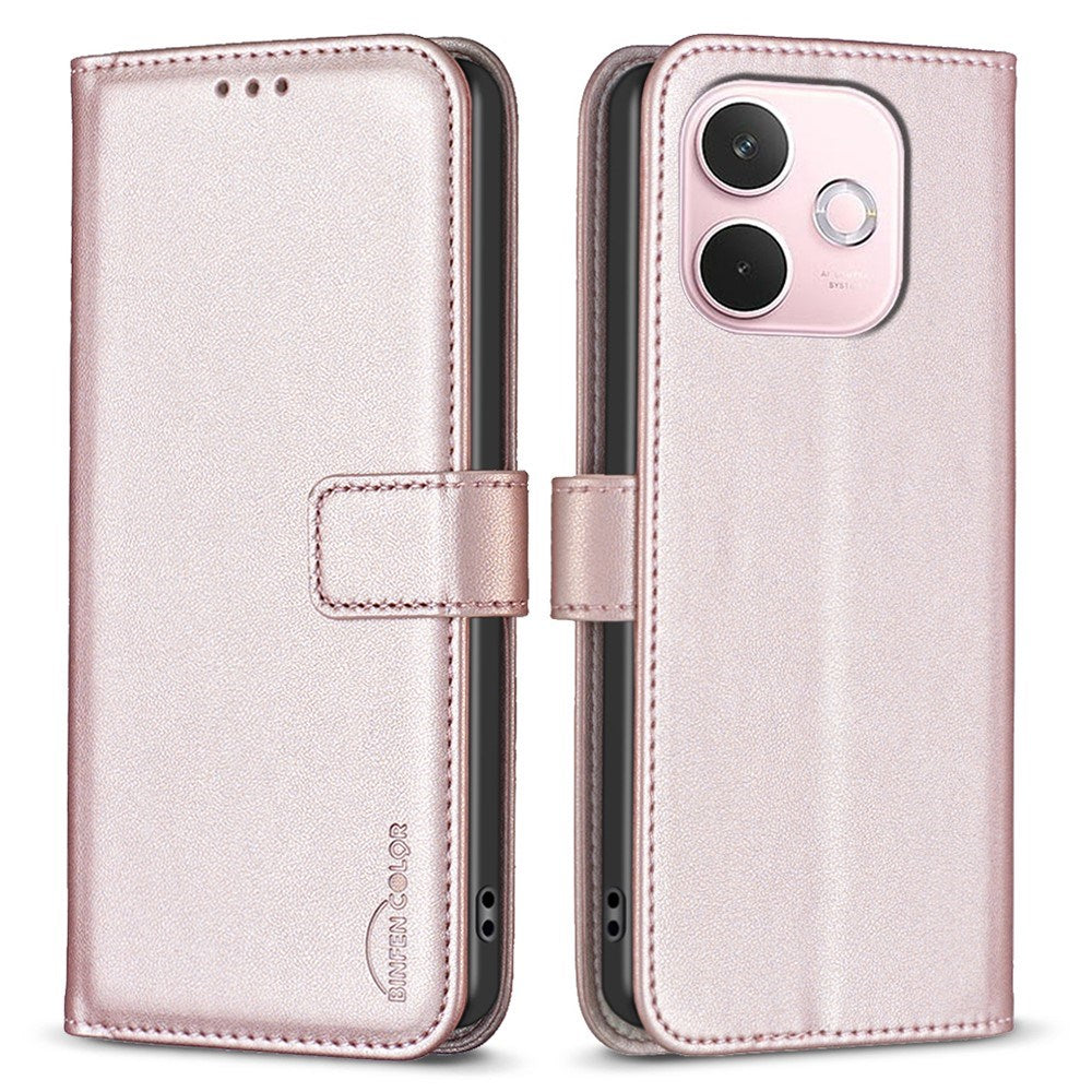 Oppo A5 Pro (4G / 5G) BINFEN Faux Leather Flip Case with Card Holder & Stand Function - Rose Gold