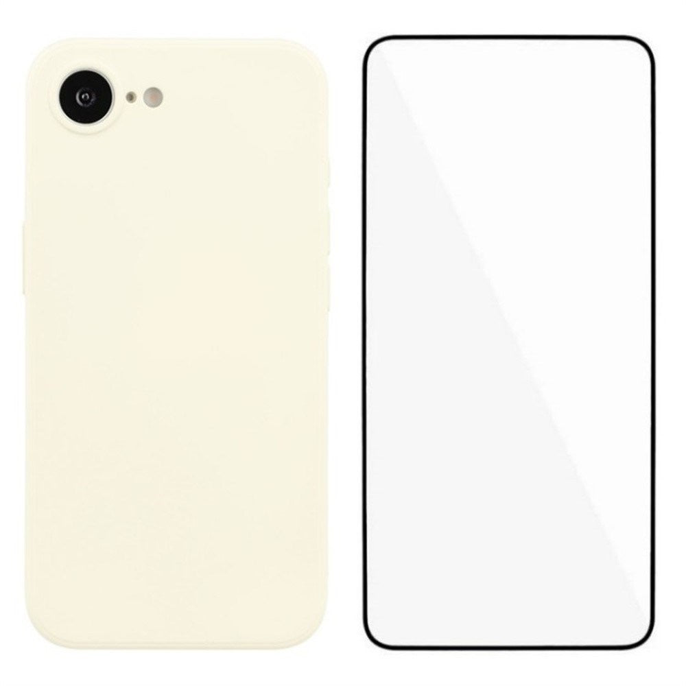 iPhone 16e Protection Set with Flexible Plastic Case & Screen Protector - White