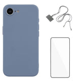 iPhone 16e Set with Flexible Plastic Case - Screen Protector - Lanyard - Lavender