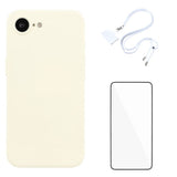 iPhone 16e Set with Flexible Plastic Case - Screen Protector - Lanyard - White