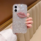 EIDERWOOD iPhone 16 Hybrid Case with Rhinestones & 3D Kiss - White