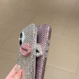 EIDERWOOD iPhone 16 Hybrid Case with Rhinestones & 3D Kiss - White