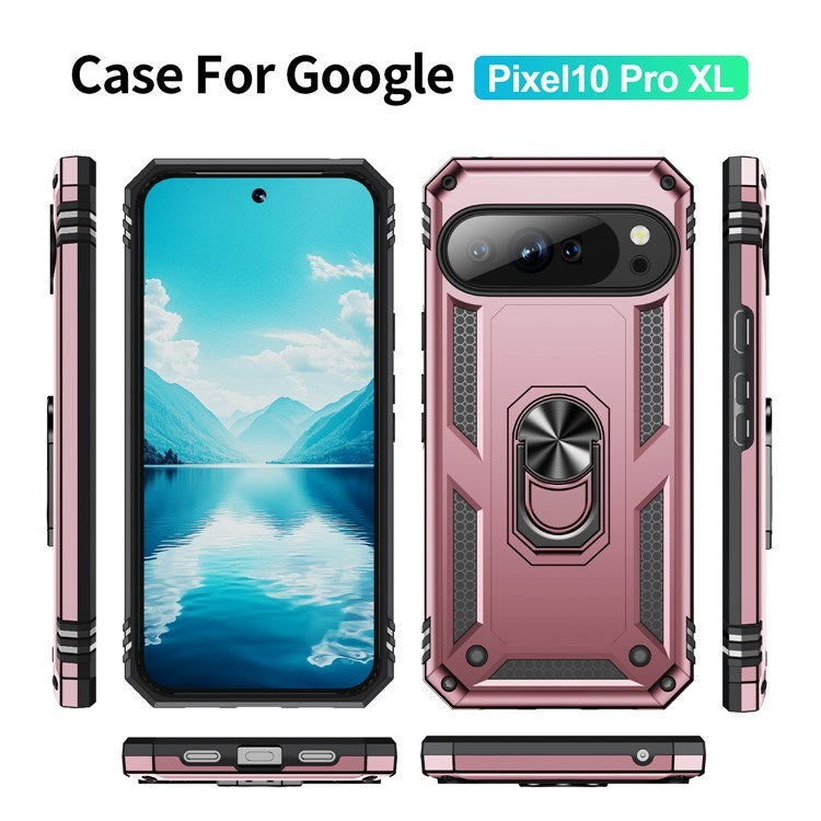 EIDERWOOD Google Pixel 10 Pro XL Hybrid Craftsman Case with 360 Rotatable Kickstand - Rose Gold