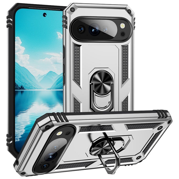 EIDERWOOD Google Pixel 10 Pro XL Hybrid Craftsman Case with 360 Rotatable Kickstand - Silver