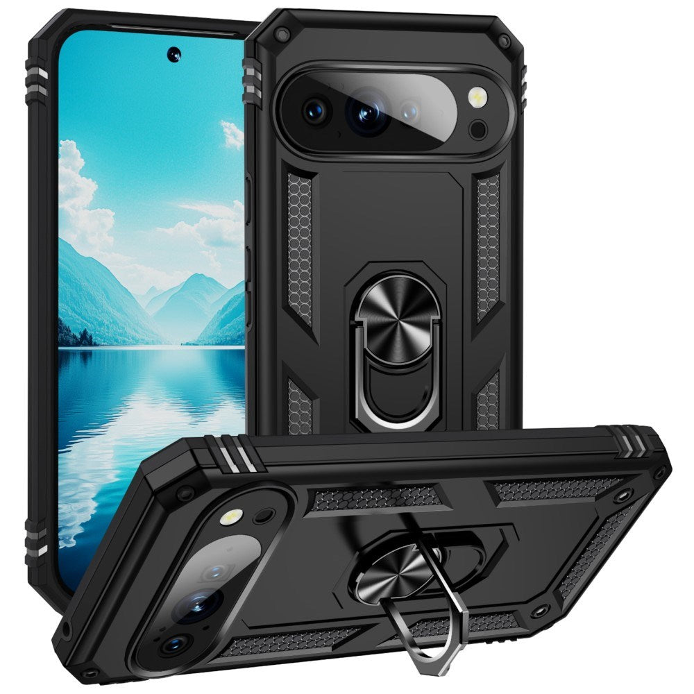 EIDERWOOD Google Pixel 10 / 10 Pro Tough Case with 360 Rotatable Kickstand - Black