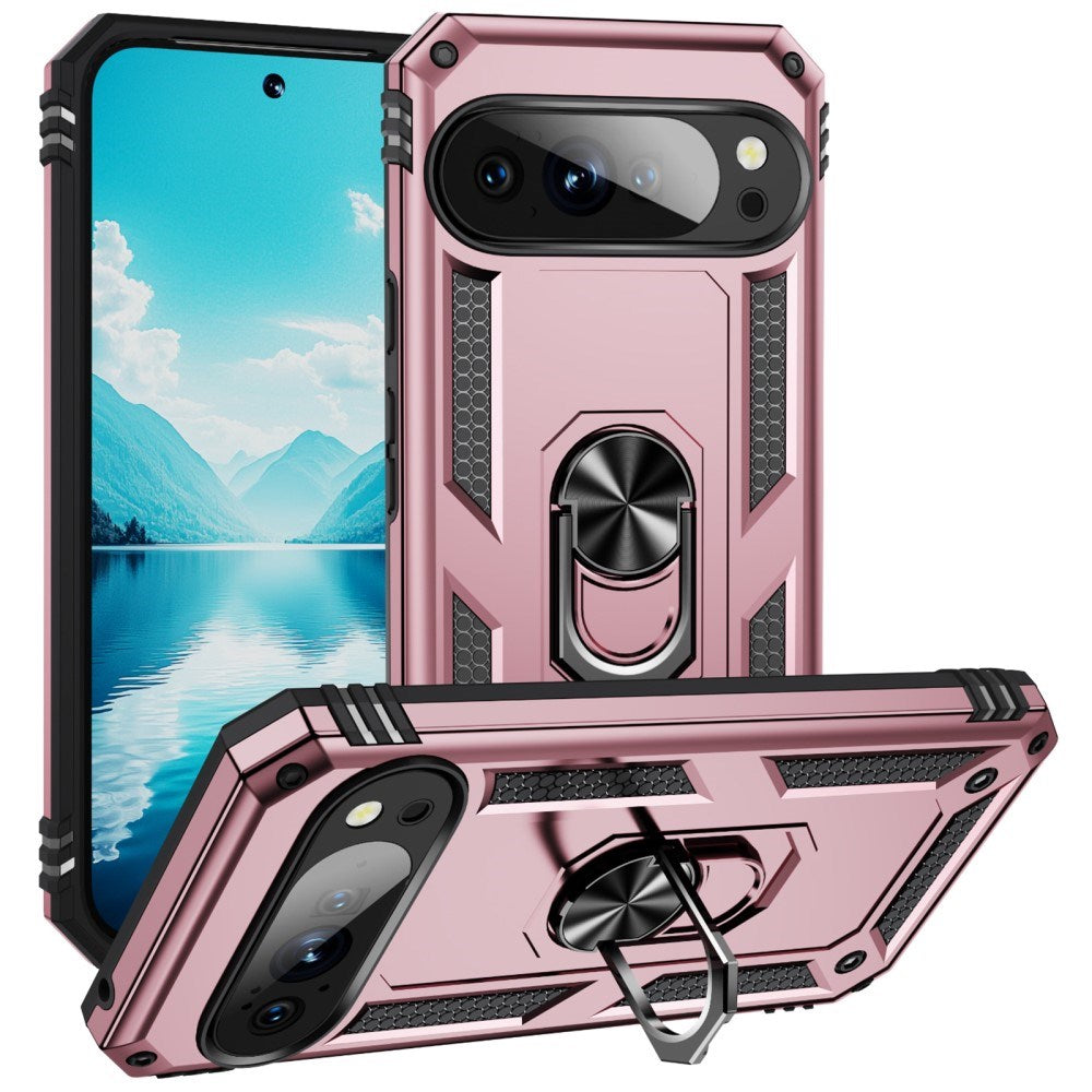 EIDERWOOD Google Pixel 10 / 10 Pro Tough Case with 360 Rotatable Kickstand - Rose Gold
