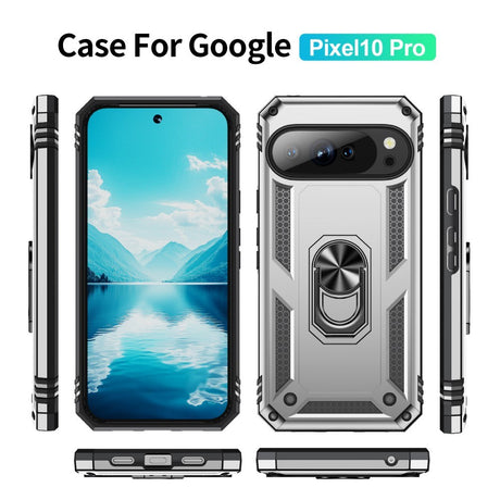 EIDERWOOD Google Pixel 10 / 10 Pro Tough Case with 360 Rotatable Kickstand - Silver