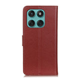 EIDERWOOD Motorola Edge 60 / Edge 60 Fusion Litchi Faux Leather Flip Case with Wallet & Stand Function - Brown