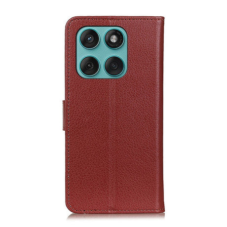 EIDERWOOD Motorola Edge 60 / Edge 60 Fusion Litchi Faux Leather Flip Case with Wallet & Stand Function - Brown