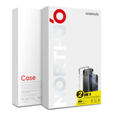 NORTHJO iPhone 15 Pro 2-in-1 Protection Set with Shock-Absorbing Flexible Plastic Case & Tempered Screen Protector Glass - Transparent