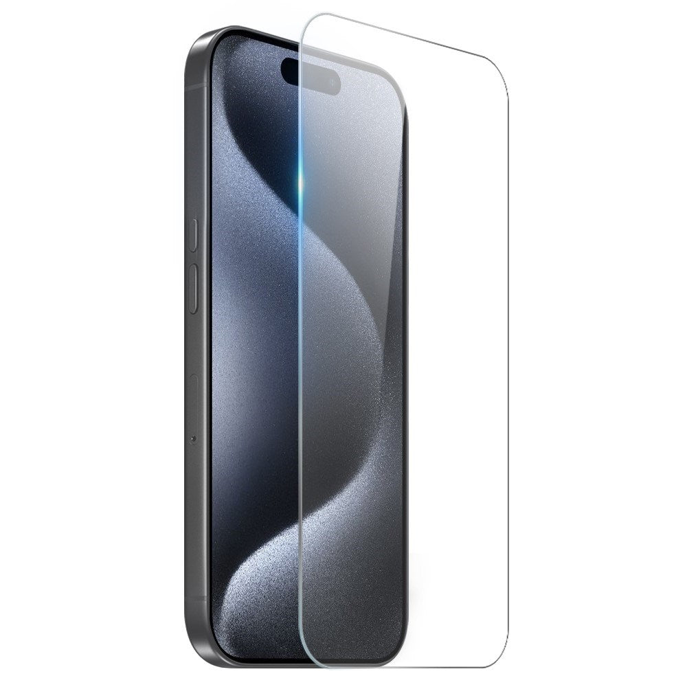 NORTHJO iPhone 15 Pro 3-in-1 Protection Set with Shock-Absorbing Flexible Plastic Case & Tempered Glass Screen Protector & Camera Lens Glass - Transparent