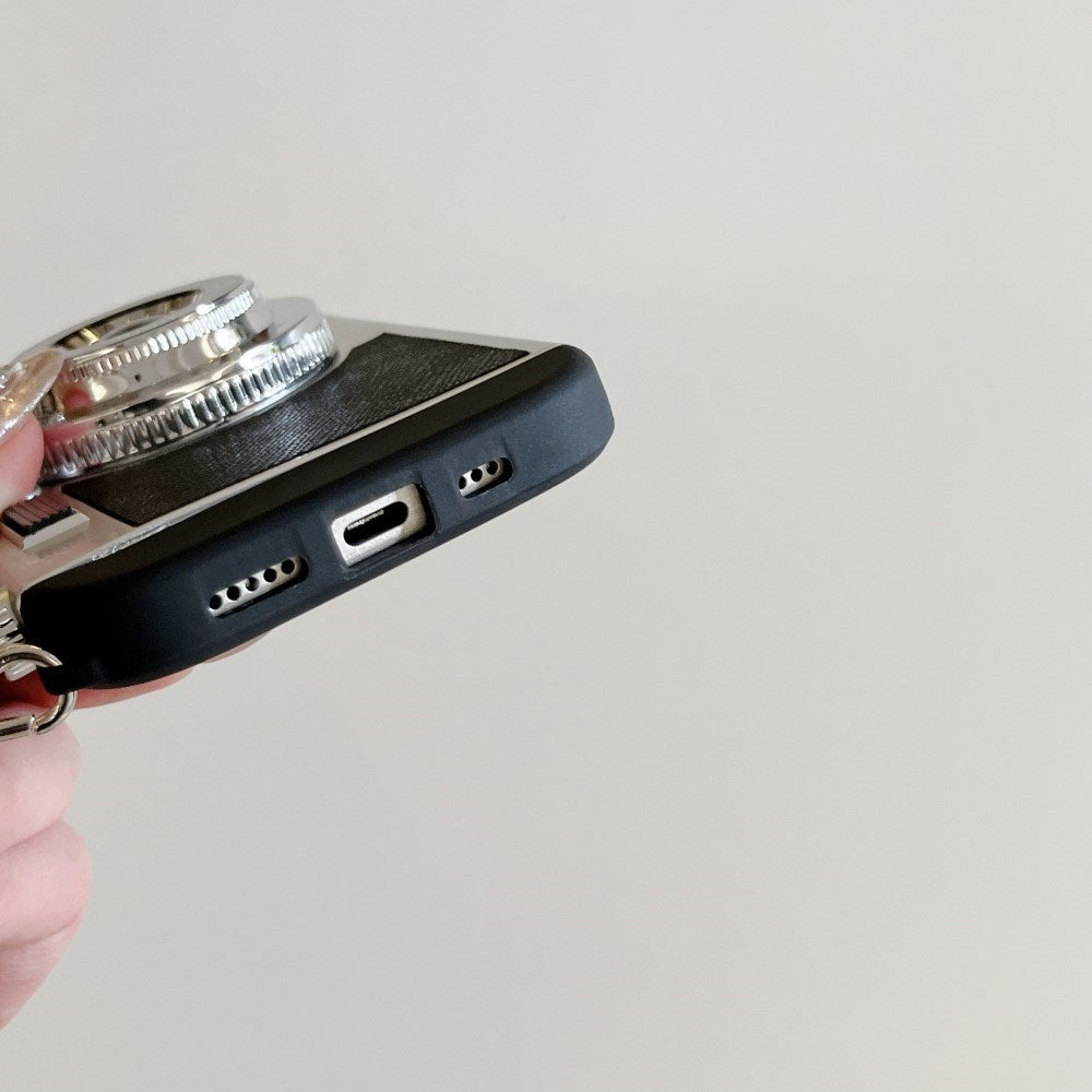 EIDERWOOD iPhone 15 Pro Max Retro Camera Case with Shoulder Strap - Black