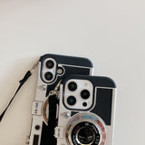 EIDERWOOD iPhone 16 Retro Camera Case with Shoulder Strap - Black