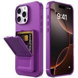EIDERWOOD iPhone 16 Pro Max Flexible Plastic Case with Card Holder & Built-in Mirror - Dark Purple
