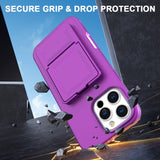 EIDERWOOD iPhone 16 Pro Max Flexible Plastic Case with Card Holder & Built-in Mirror - Dark Purple