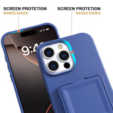 EIDERWOOD iPhone 16 Pro Max Flexible Plastic Case with Card Holder & Built-in Mirror - Blue