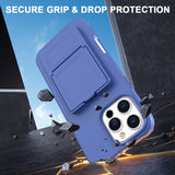 EIDERWOOD iPhone 16 Pro Max Flexible Plastic Case with Card Holder & Built-in Mirror - Blue