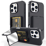 EIDERWOOD iPhone 16 Pro Max Flexible Plastic Case with Card Holder & Built-in Mirror - Black