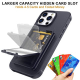 EIDERWOOD iPhone 16 Pro Max Flexible Plastic Case with Card Holder & Built-in Mirror - Black