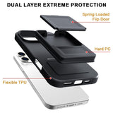 EIDERWOOD iPhone 16 Pro Flexible Plastic Case with Card Holder & Built-in Mirror - Black