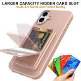 EIDERWOOD iPhone 16 Plus Flexible Plastic Case with Card Holder & Built-in Mirror - Rose Gold