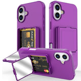 EIDERWOOD iPhone 16 Plus Flexible Plastic Case with Card Holder & Built-in Mirror - Dark Purple