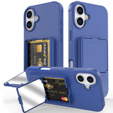 EIDERWOOD iPhone 16 Plus Flexible Plastic Case with Card Holder & Built-in Mirror - Blue