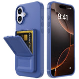 EIDERWOOD iPhone 16 Plus Flexible Plastic Case with Card Holder & Built-in Mirror - Blue