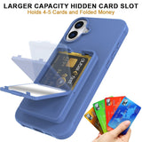 EIDERWOOD iPhone 16  Flexible Plastic Case with Card Holder & Built-in Mirror - Blue