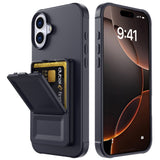 EIDERWOOD iPhone 16  Flexible Plastic Case with Card Holder & Built-in Mirror - Black