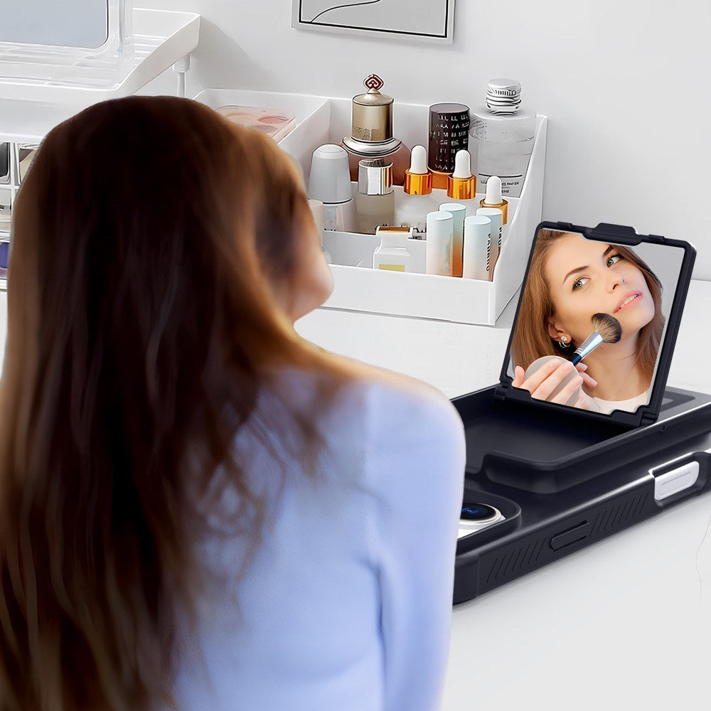 EIDERWOOD iPhone 16  Flexible Plastic Case with Card Holder & Built-in Mirror - Black