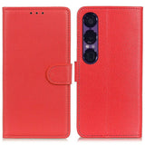 EIDERWOOD Sony Xperia 1 VII Faux Leather Flip Case with Cardholder & Stand Function - Red