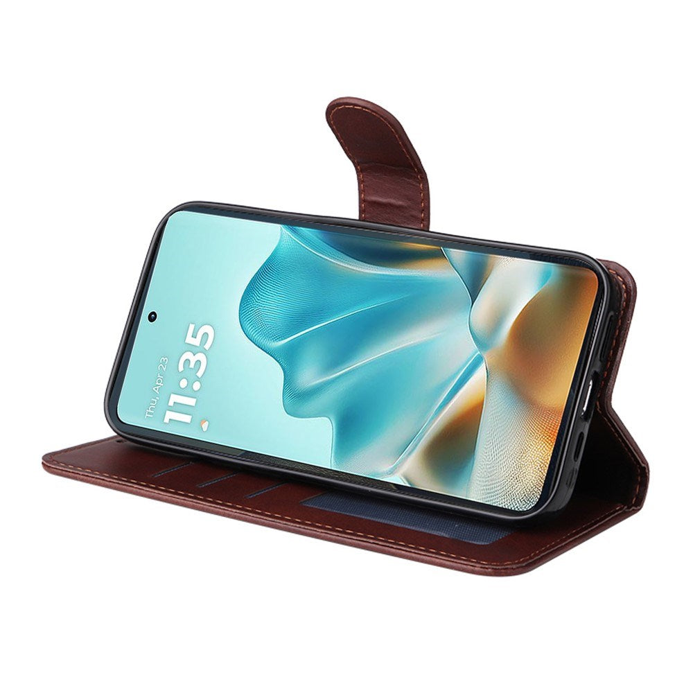 EIDERWOOD Motorola Edge 60 / Edge 60 Fusion 2-in-1 Faux Leather Flip Case with Screen Protector Glass - Brown