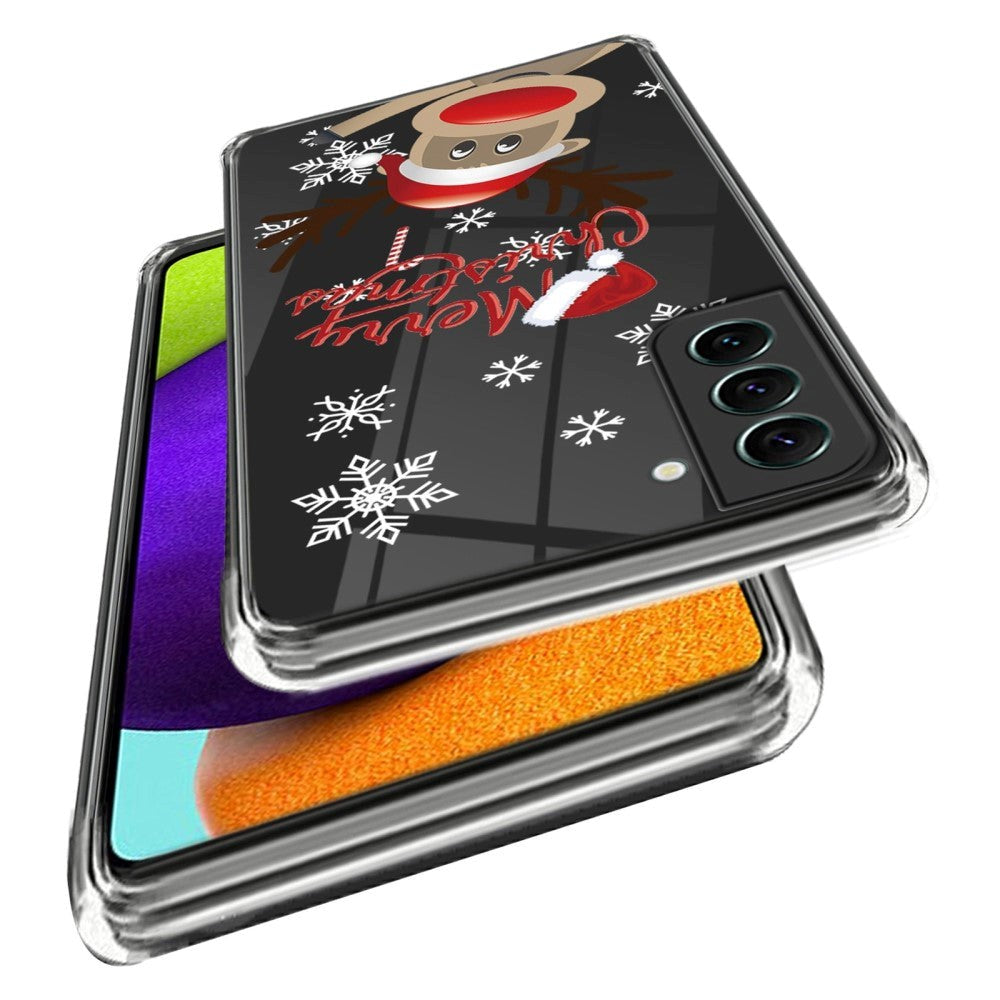 Samsung Galaxy S22 Flexible Plastic Christmas Case - Reindeer with Santa Hat