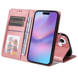 EIDERWOOD iPhone 17 Faux Leather Flip Case with Wallet & Strap - Pink