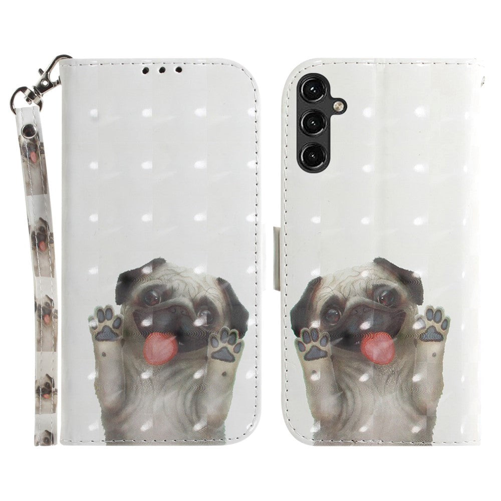 Samsung Galaxy A14 (5G) Leather Flip Case - Cute Pug