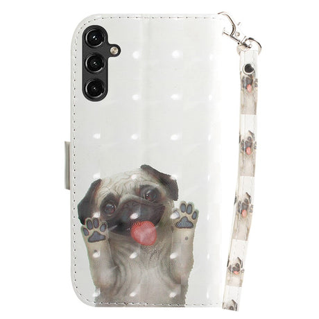 Samsung Galaxy A14 (5G) Leather Flip Case - Cute Pug