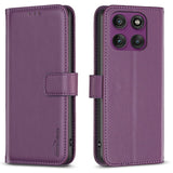 Motorola Edge 60 Pro BINFEN Faux Leather Flip Case with Card Holder & Stand Function - Dark Purple